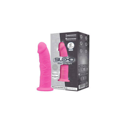 SilexD Robby Pink Glow in the dark - Фаллоимитатор двухслойный, 15.5х3.5 см